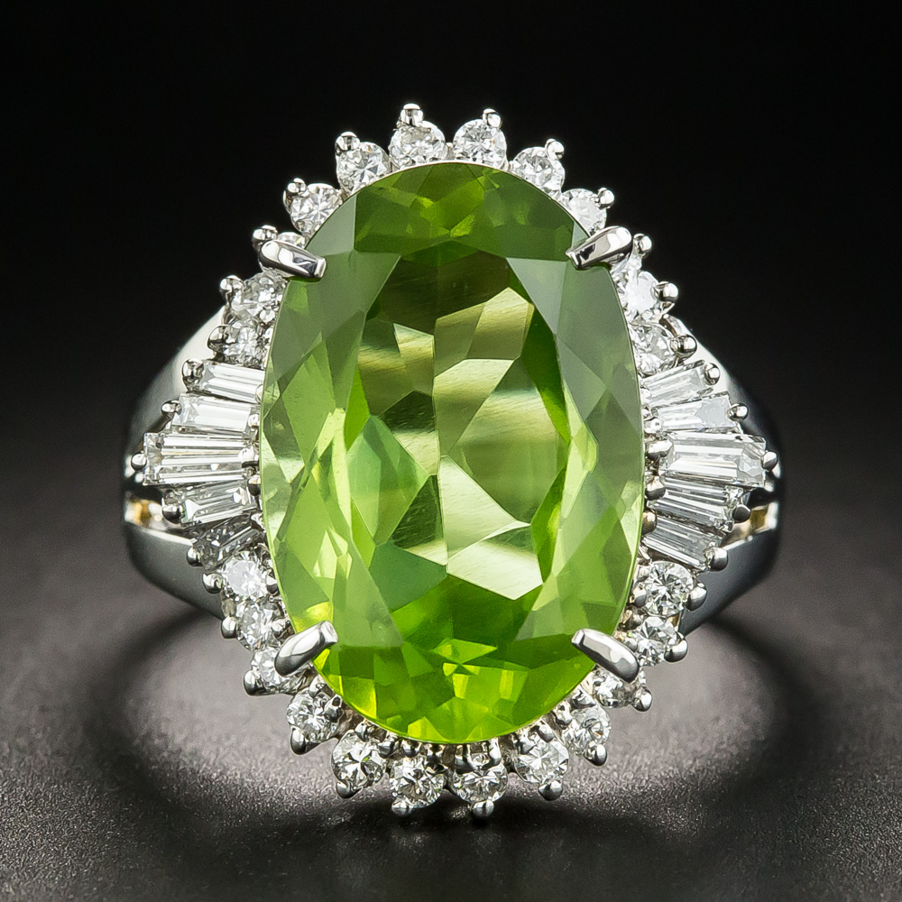 Peridot deals platinum ring