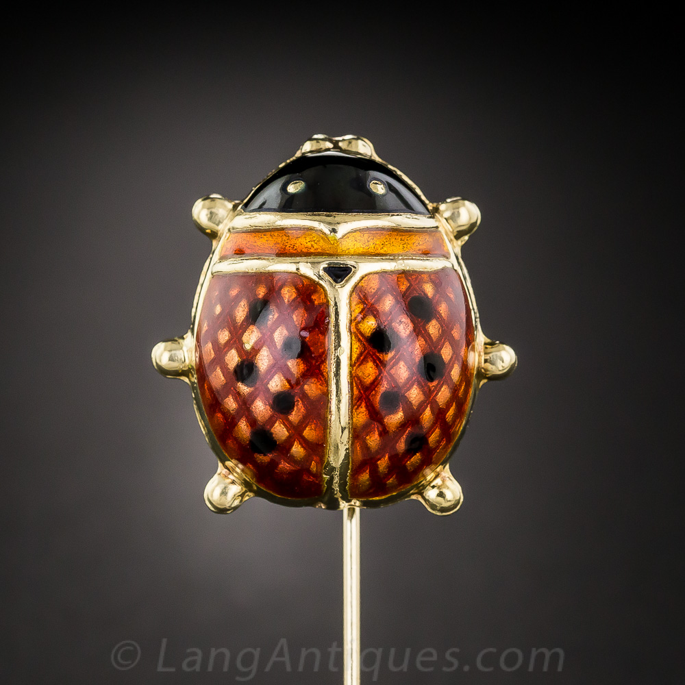 14k shops gold red enamel ladybug pin