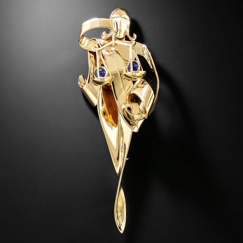 Retro 14K Libra Brooch by Trabert & Hoeffer Mauboussin