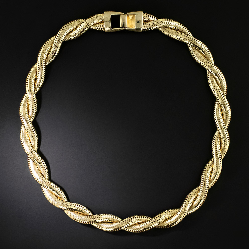 アクセサリー Italy vintage twist chain 2way necklace Retro Gold Twist Necklace
