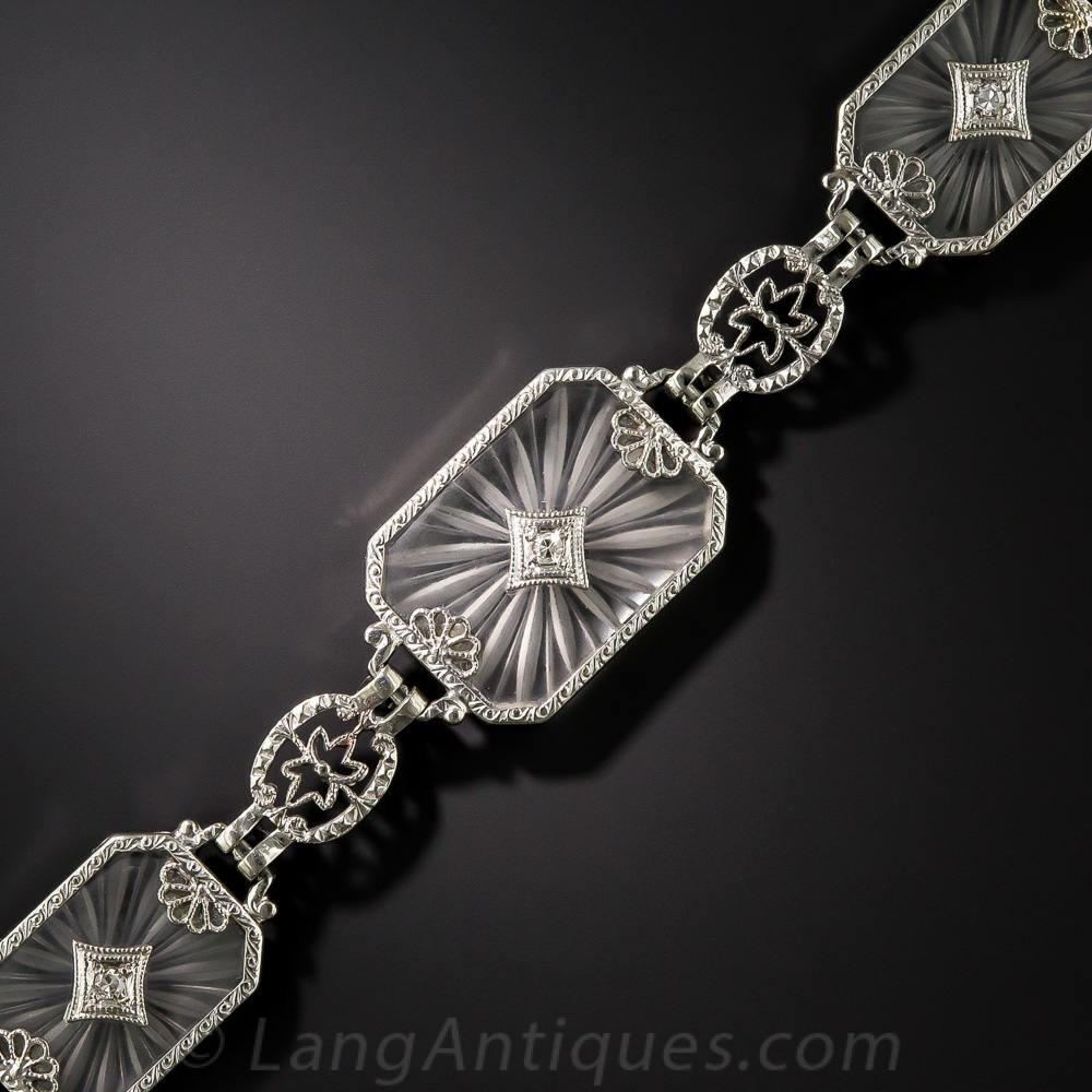 Rock Quartz Crystal and Diamond Bracelet by Kohn of New Jersey