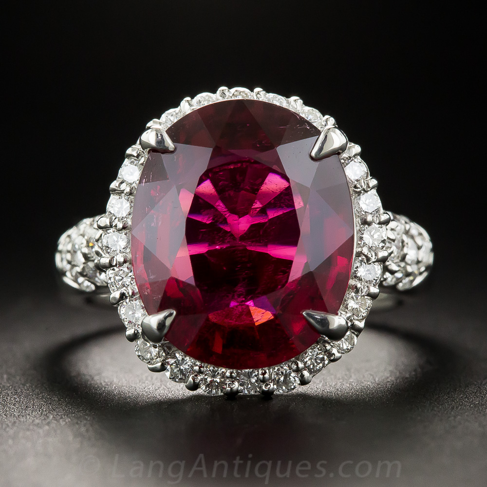 Rubelite Platinum and Diamond Cocktail Ring