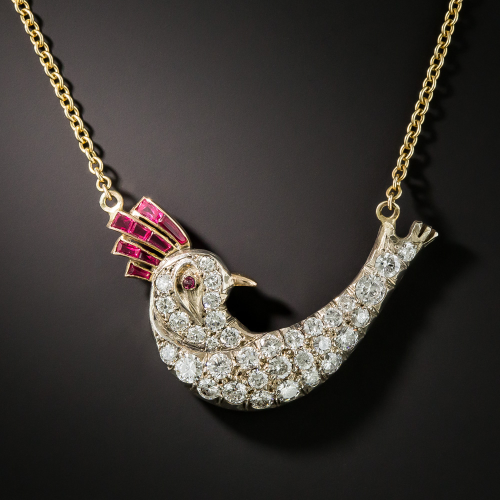 diamond bird pendant