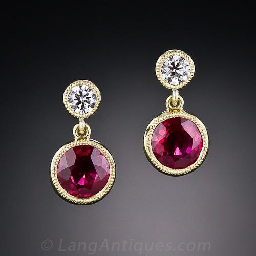 Ruby and Diamond Dangles