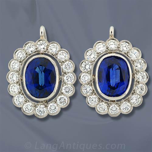 Sapphire and Diamond Princess Diana Style Earrings