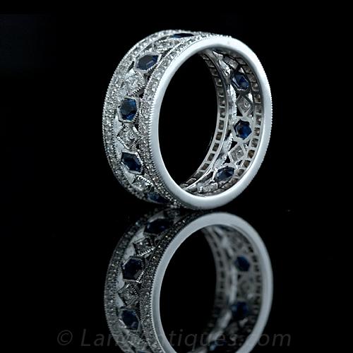 Wide band sale sapphire ring