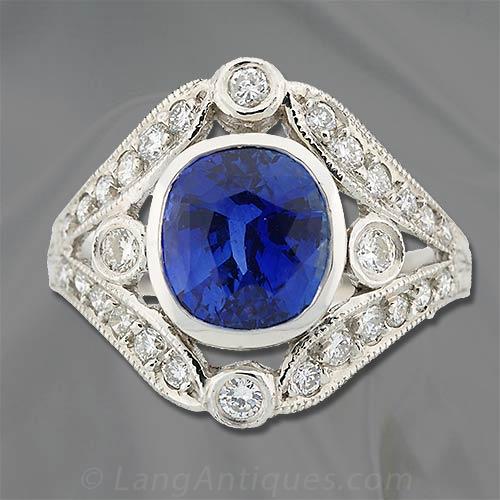 Sapphire Ring with Diamonds