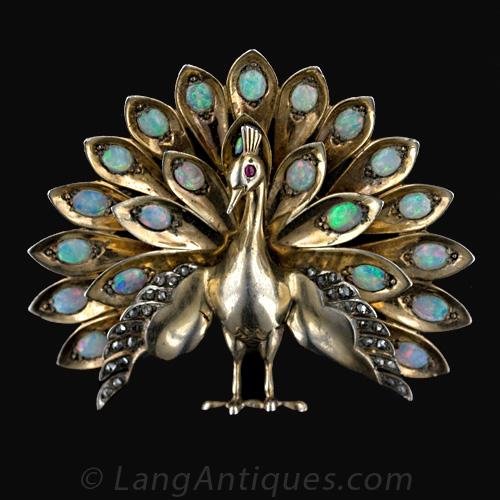 Art Deco Peacock Vintage Prong-Set Stone Tail Feathers Vintage Figural –  Mink Road Vintage Jewelry, Spheres & Gemstones