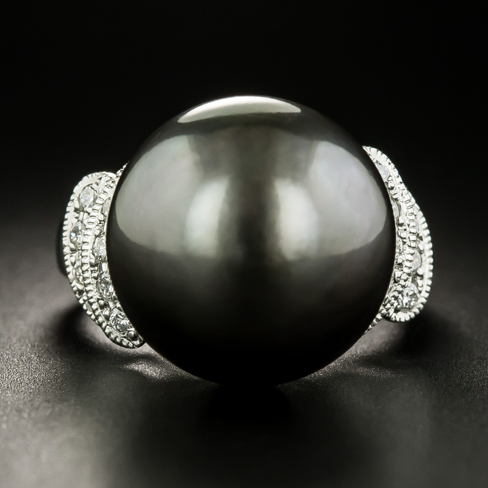 Tahitian Pearl and Diamond Ring