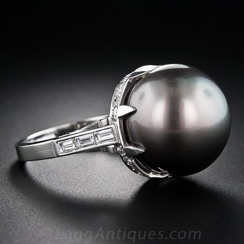 Tahitian Pearl and Diamond Ring