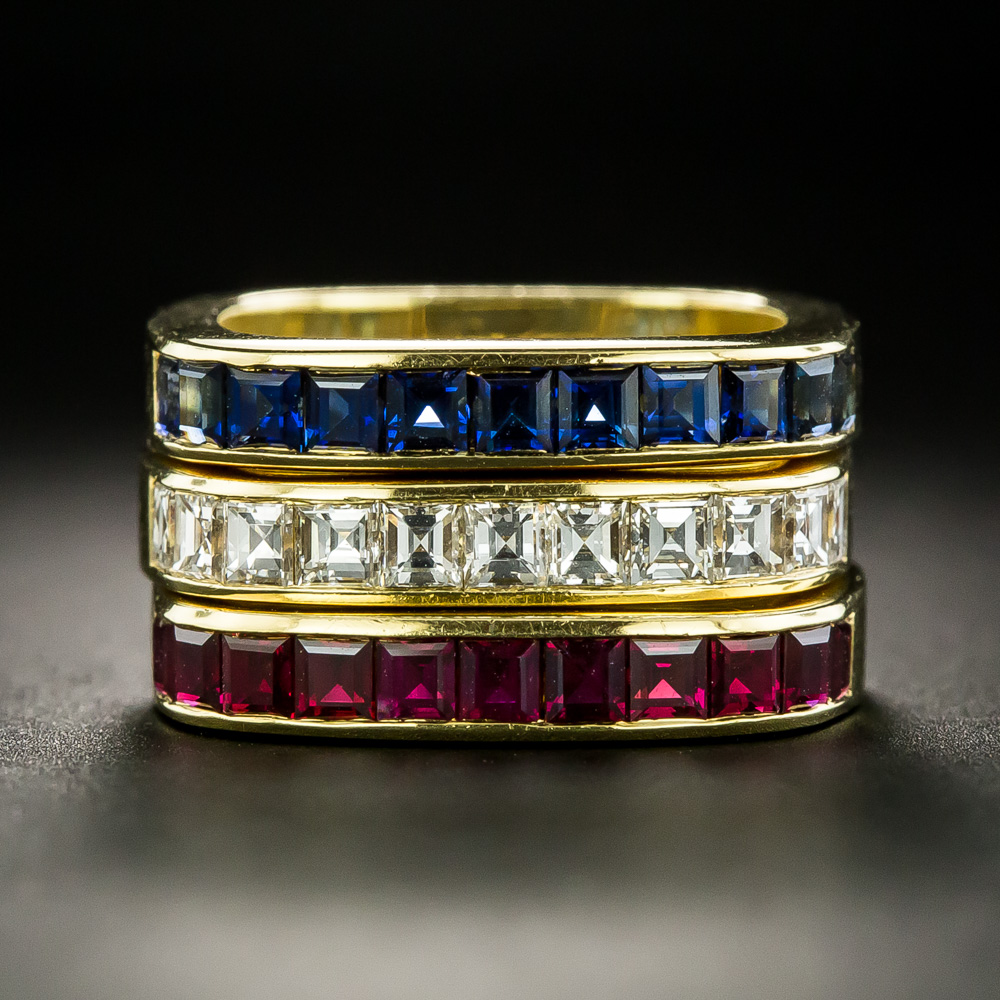 Three Stackable Diamond Sapphire And Ruby Bands Swiss   Three Stackable Diamond Sapphire And Ruby Bands Swiss 2 110 91 74 