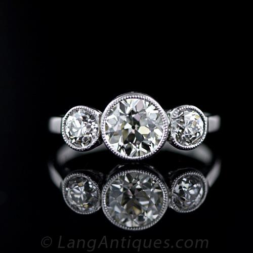 Three-Stone Diamond Art Deco Ring