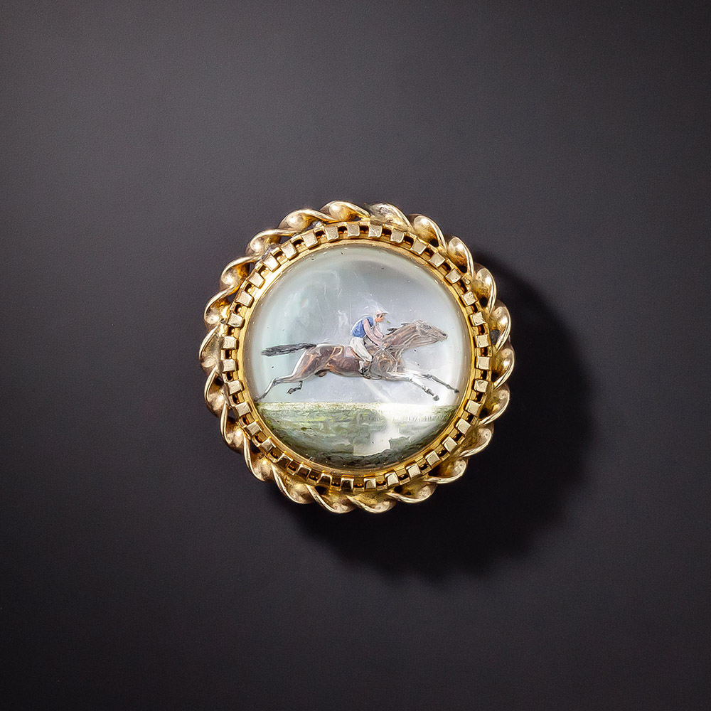 Tiffany & Co. Essex Style Rock Crystal Equestrian Brooch