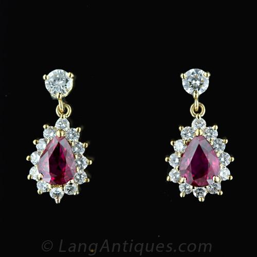 Tiffany & Co. Gold, Ruby and Diamond Earrings