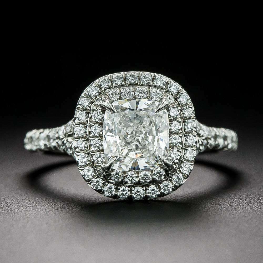 Tiffany Soleste Platinum Pendant with A Sapphire and Diamonds