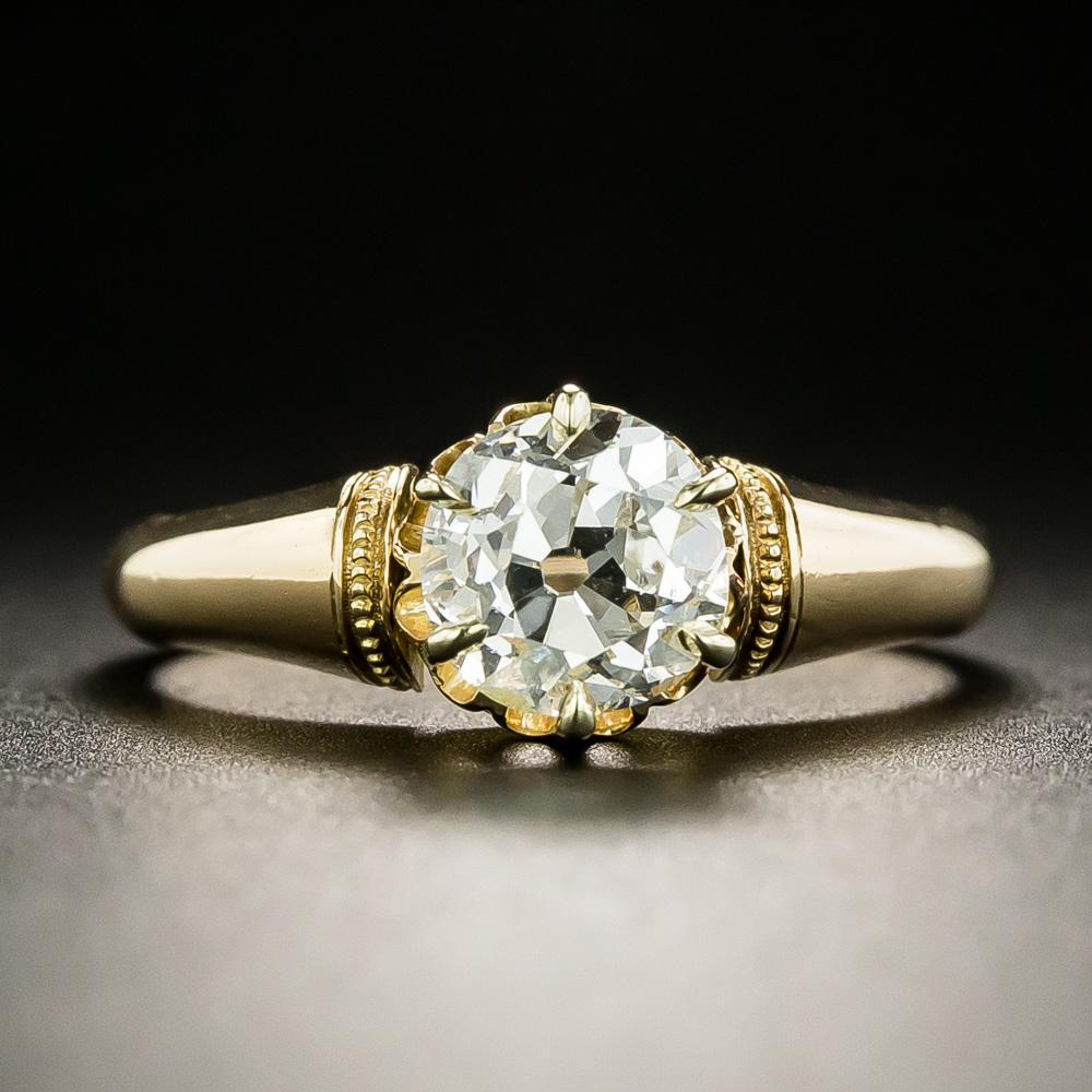 Victorian 1.12 Carat Old Mine-Cut Diamond Solitaire Ring