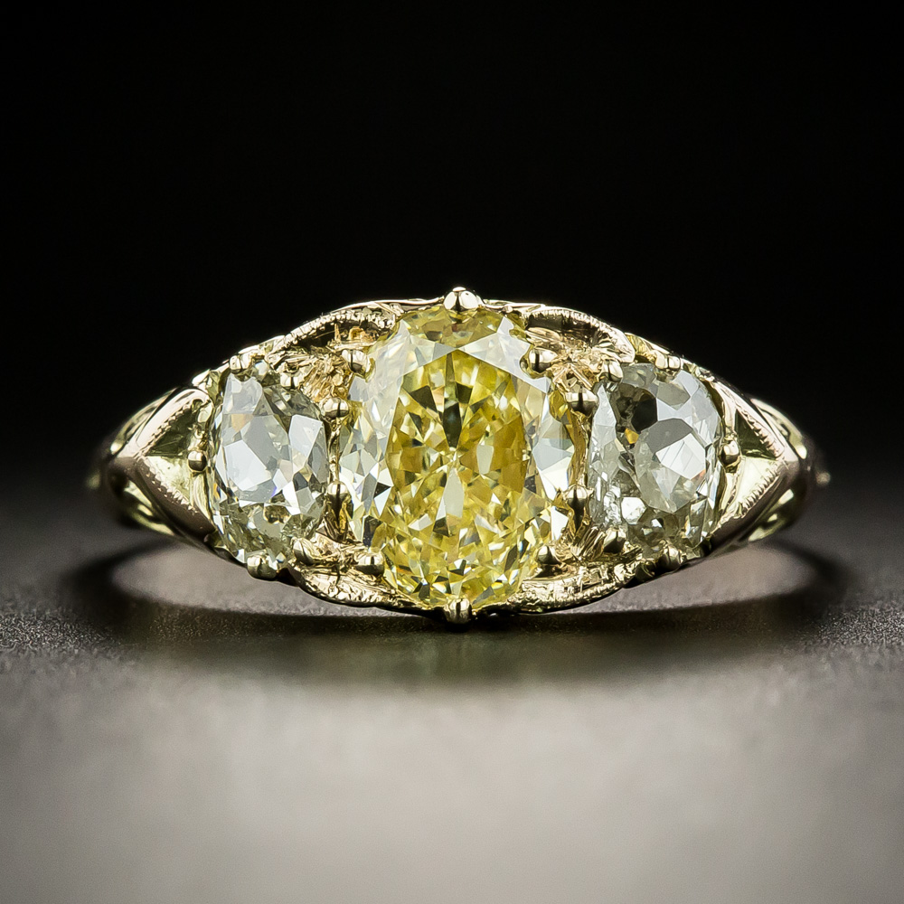 Fancy Yellow Diamond Ring, Radiant, 0.77 carat, SI1 | Naturally Colored
