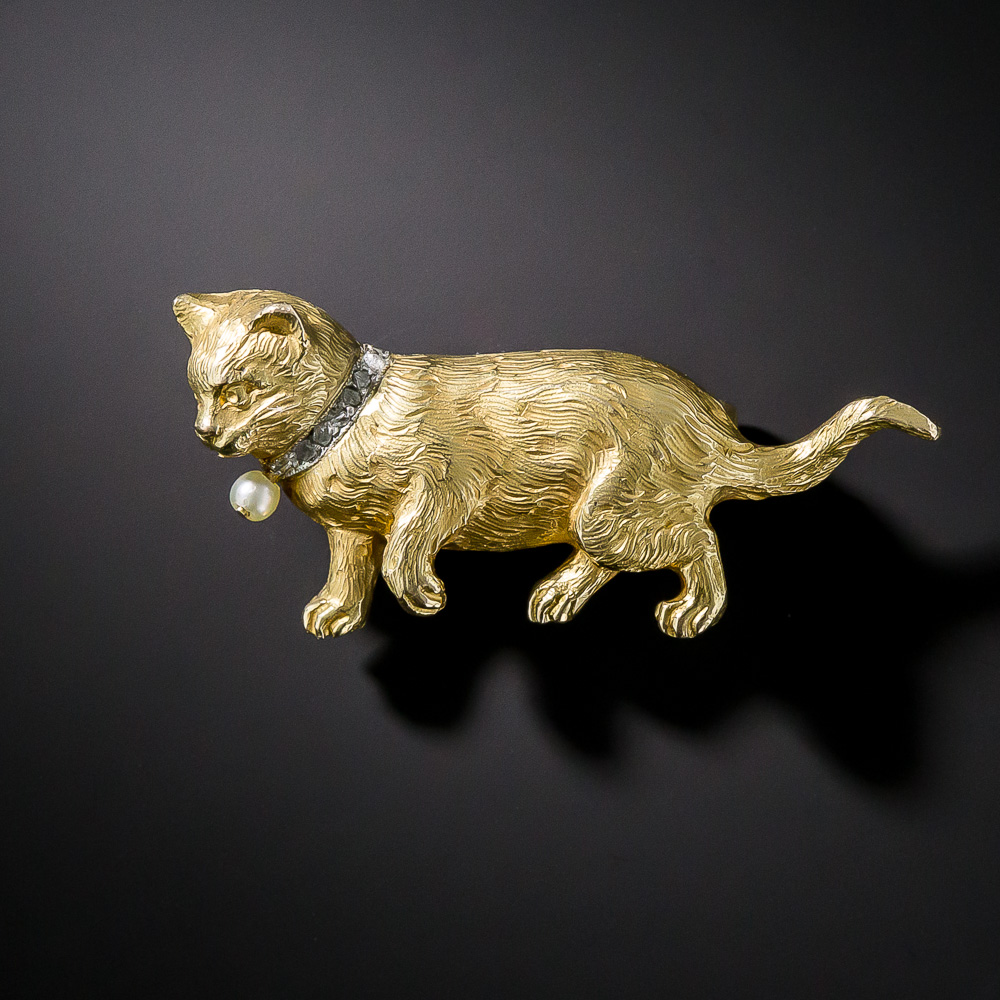 Victorian 18K Cat Pin