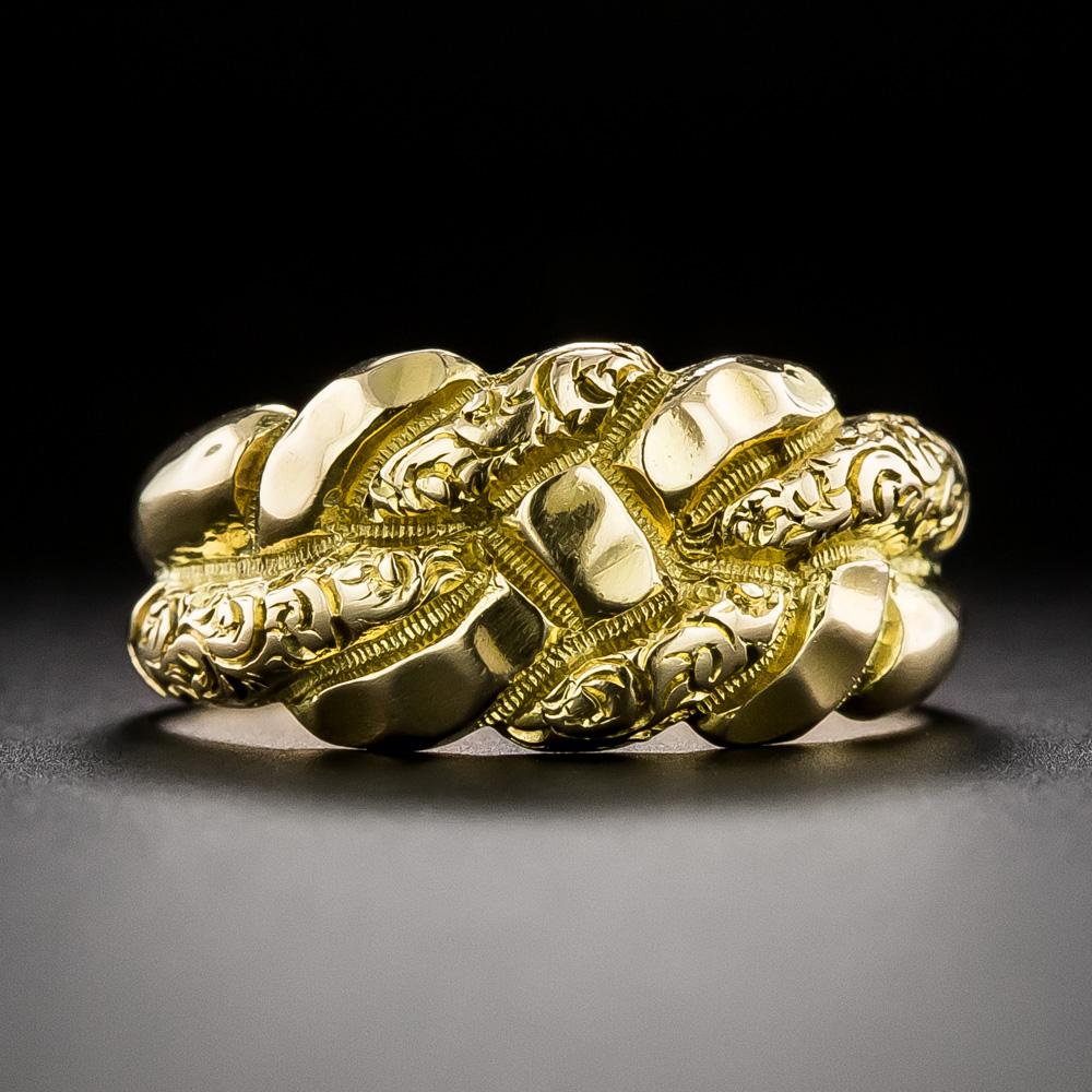 Victorian 18K Textured Love Knot Ring, Circa 1901