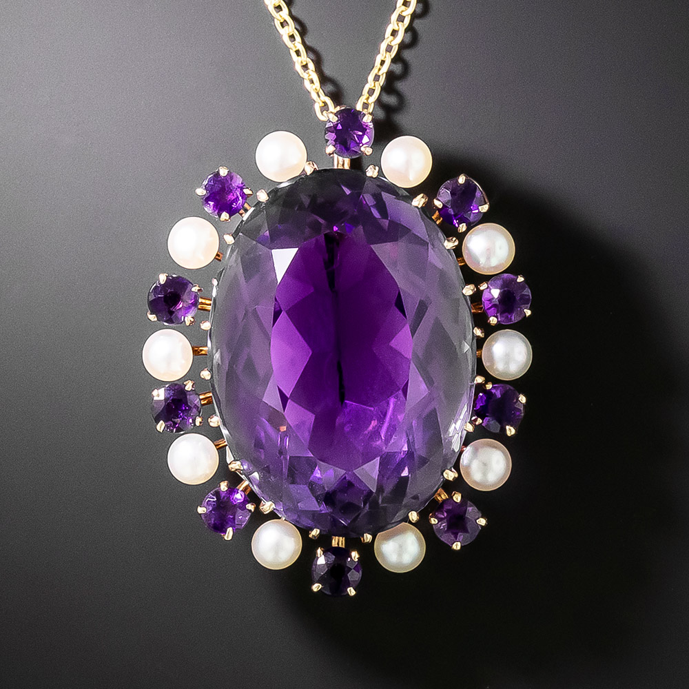 Victorian Amethyst and Pearl Necklace