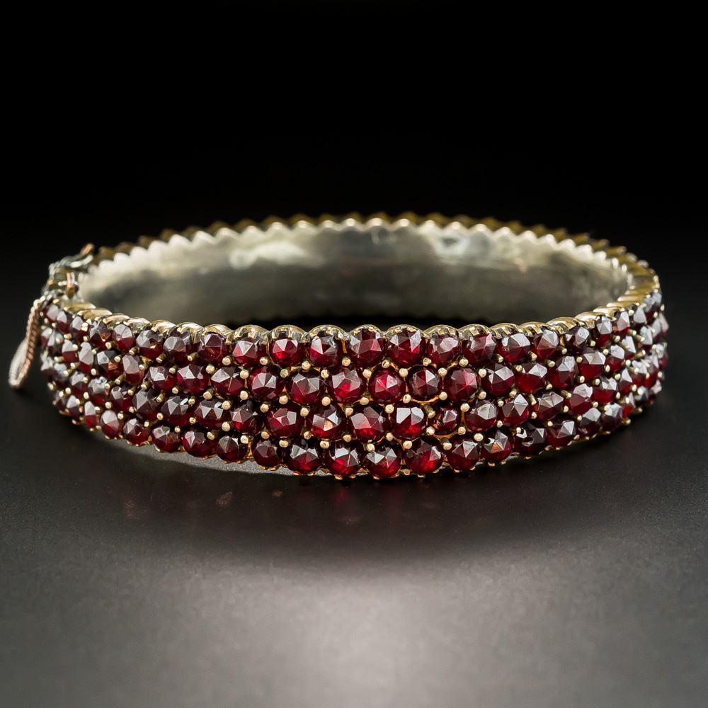 Victorian Bohemian Garnet Bangle Bracelet