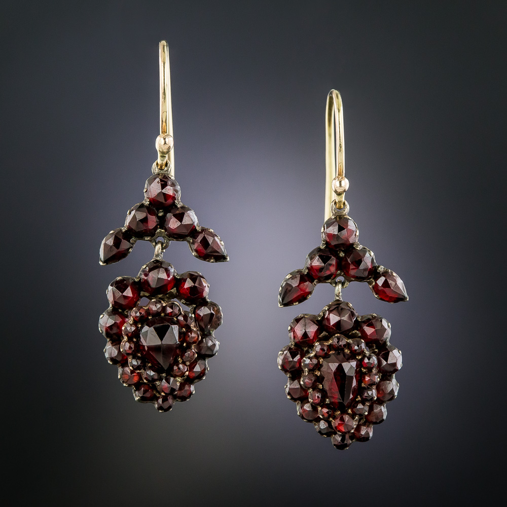 14K White Gold Genuine Garnet Red Garnet Earrings Briolette  Etsy  Red garnet  earrings Gold earrings dangle Blue opal earrings