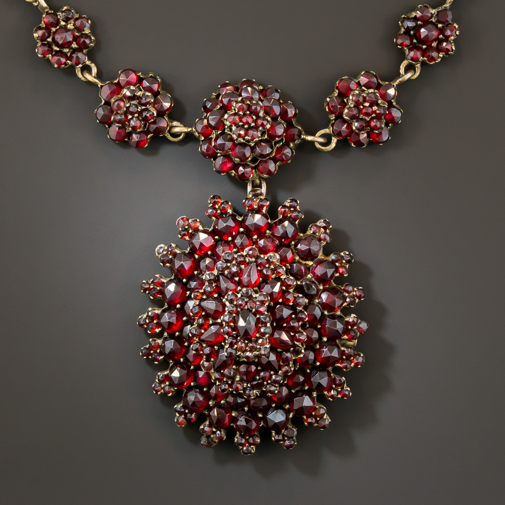 Victorian Bohemian Garnet Locket Necklace