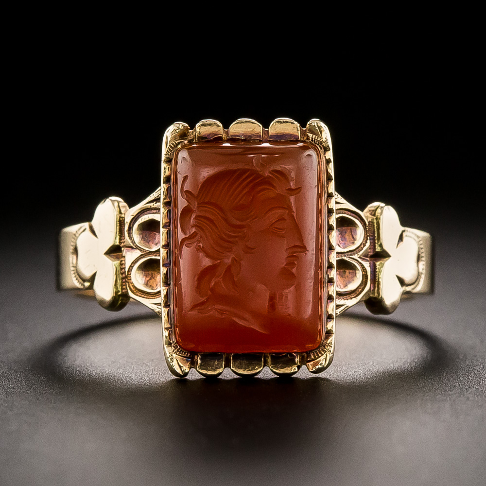 Victorian Carved Carnelian Ring by Ripley Howland Co.