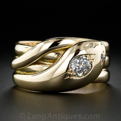 Victorian Coiled Diamond Snake Ring