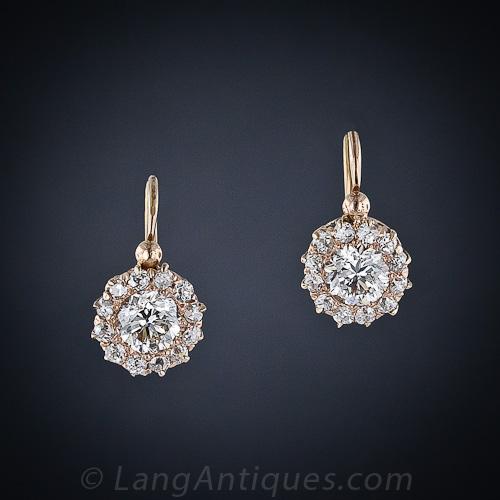 Victorian Diamond Cluster Earrings