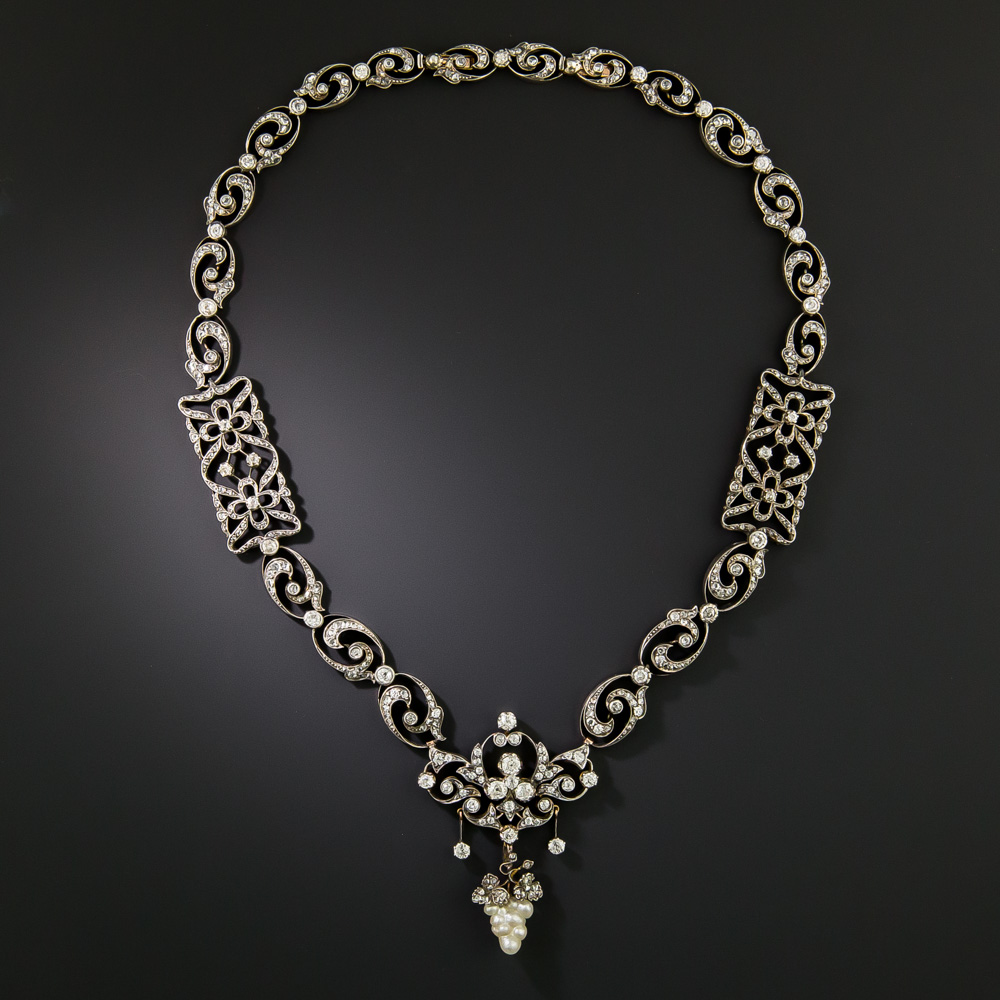 Victorian Diamond Grape Cluster Necklace