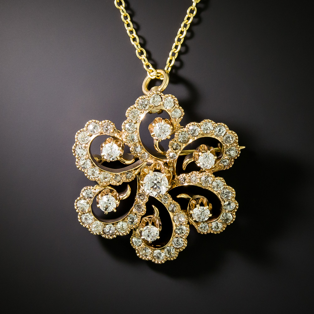 Victorian Diamond Pinwheel Pendant/Brooch
