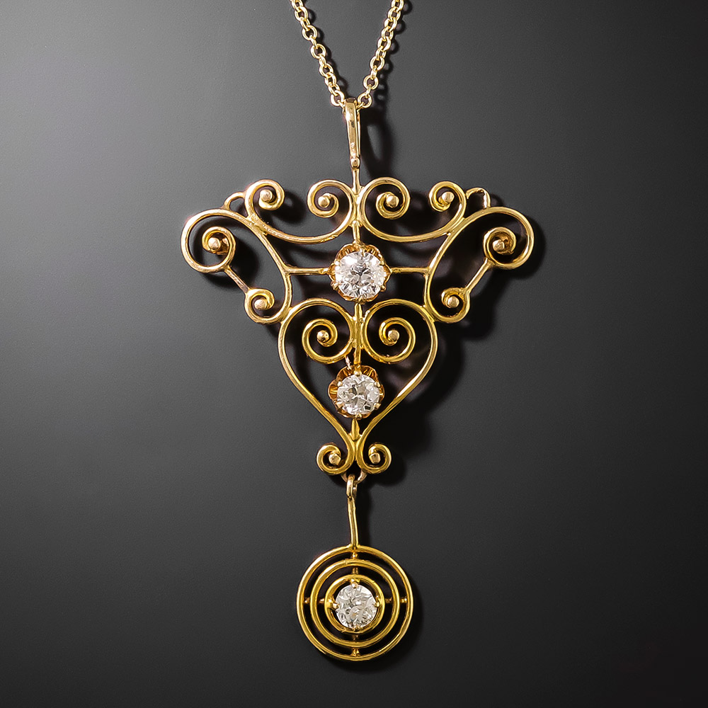 Victorian Diamond Scroll Necklace