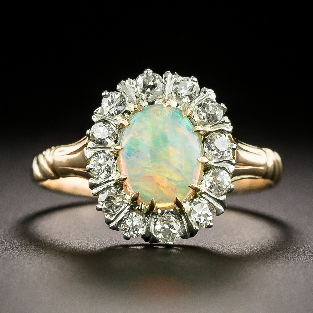 Kurt Wayne Vintage Opal Diamond Ring 18K Gold Estate Designer Numbered -  Ruby Lane