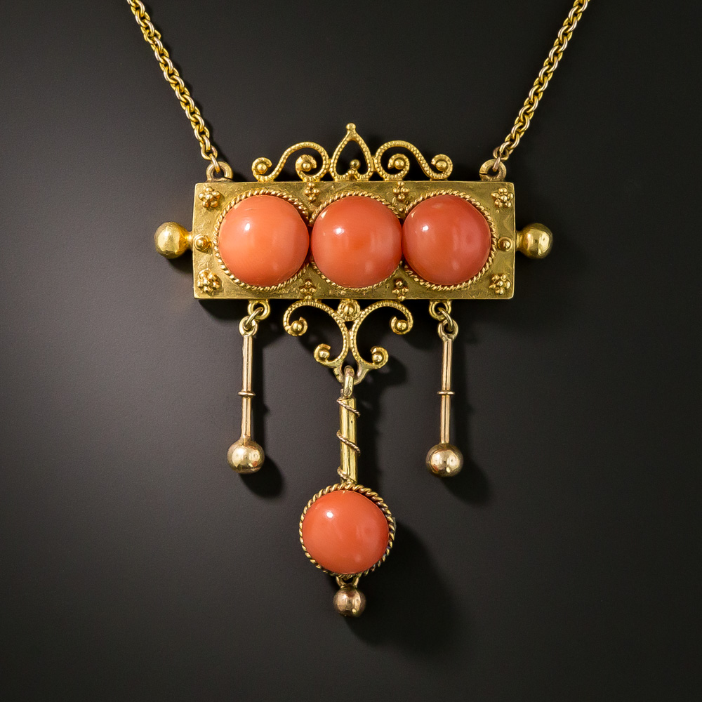 Victorian Etruscan Revival Coral Necklace