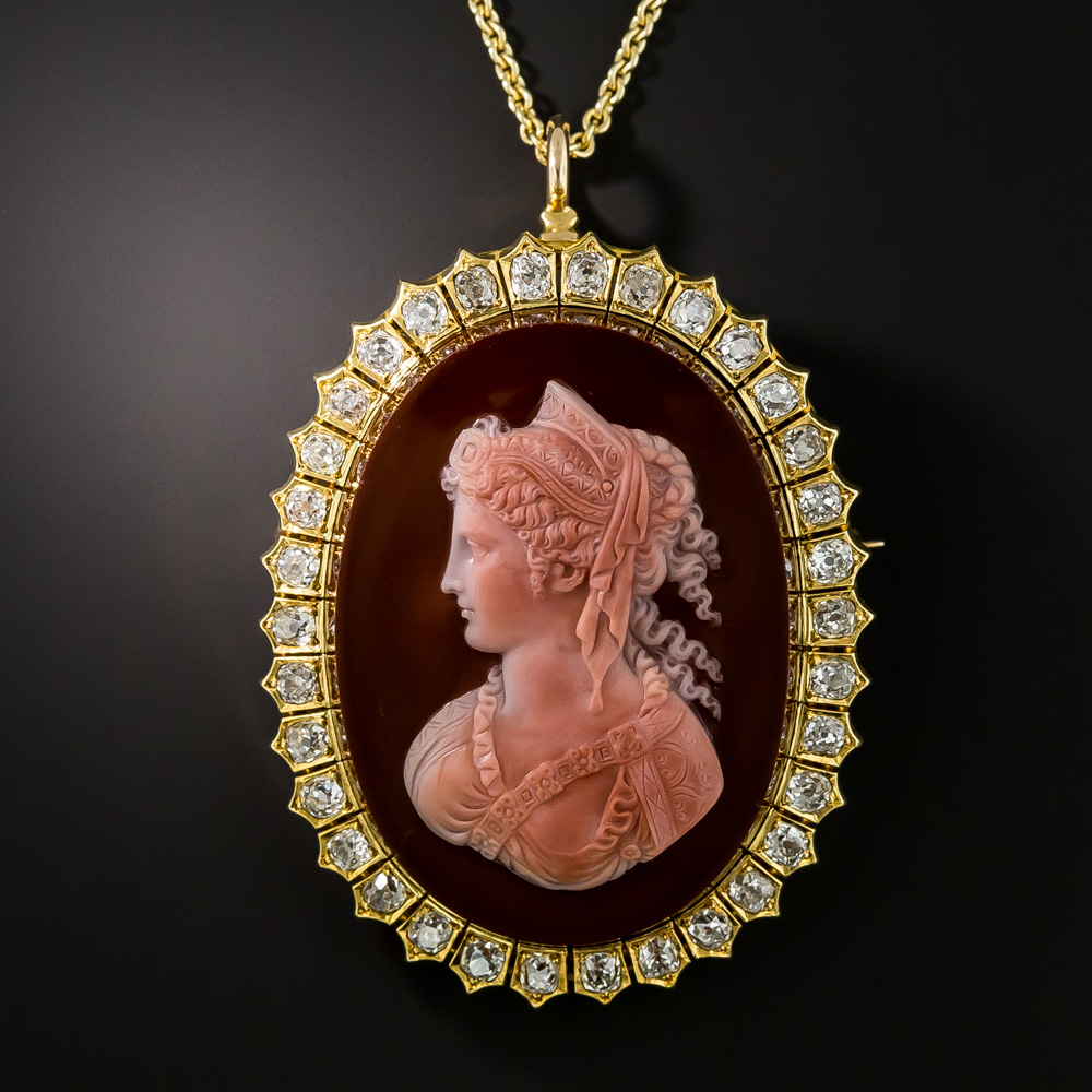Buy SALE 14K White Gold Cameo W/ Diamond Necklace Antique Gorgeous Expert  Carving Set on Point 4 Rose Frame White Gold Open Work Scroll Fine Ne  Online in India - Etsy