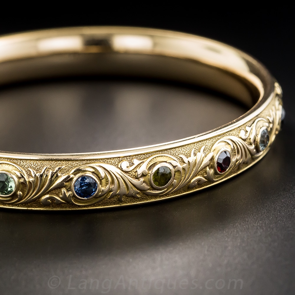 Victorian Multi-Gem Bangle Bracelet by William Huger & Co