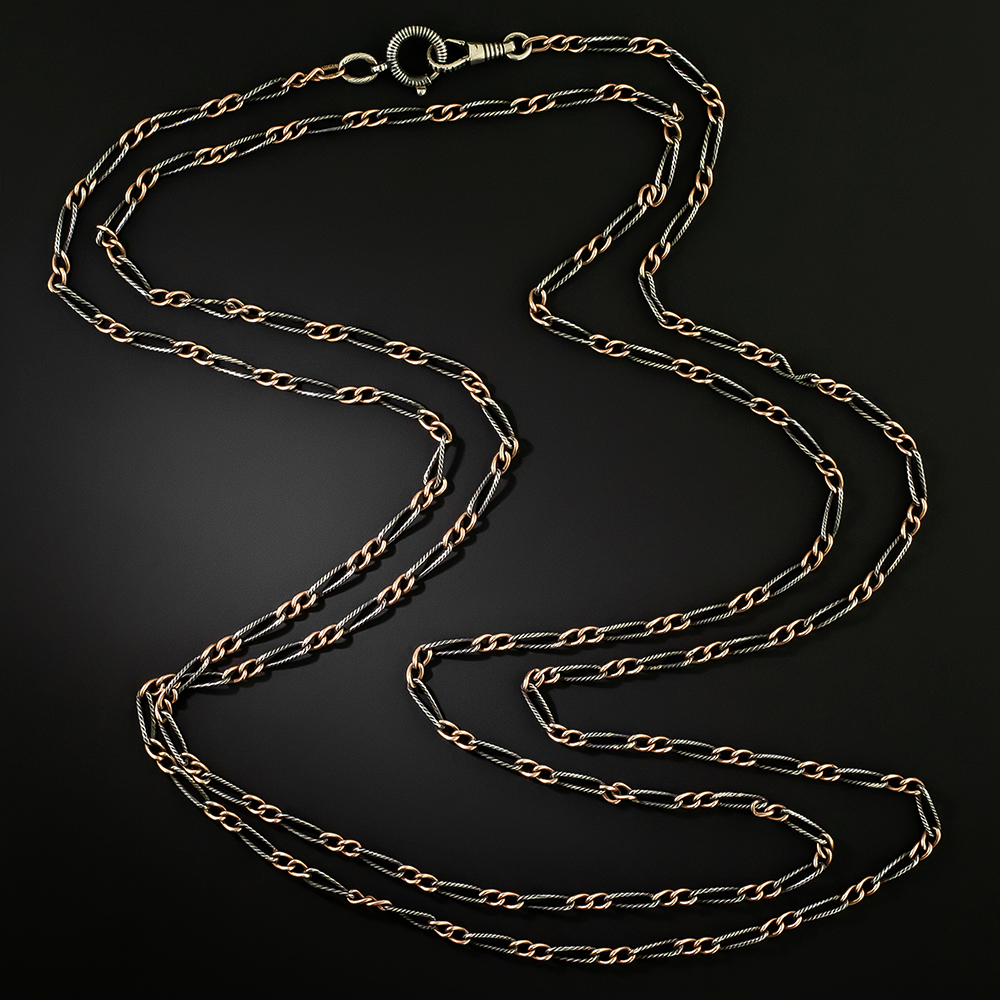 Victorian Niello 62 Inch Long Chain
