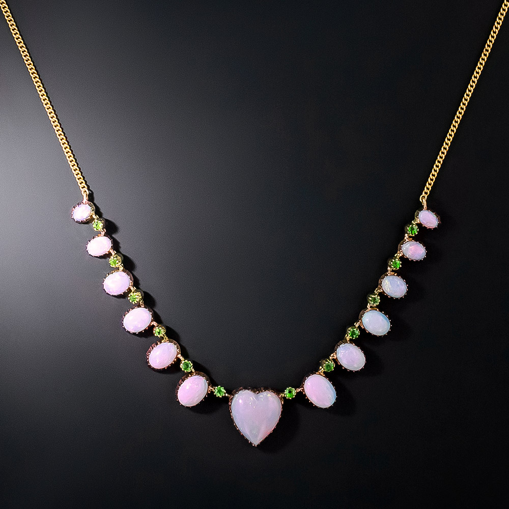 18K Yellow Gold 16″ Garnet & Opal Necklace – Elleard Heffern Fine Jewelers