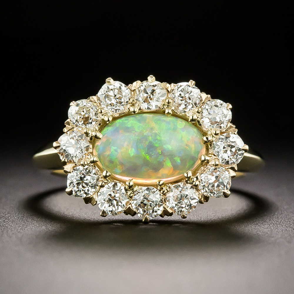 An antique Victorian opal and diamond cluster ring c.1890 #antiquejewelry | Antique  opal ring, Engagement rings opal, Fancy jewellery