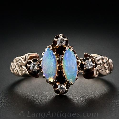 Victorian Opal and Diamond Ring