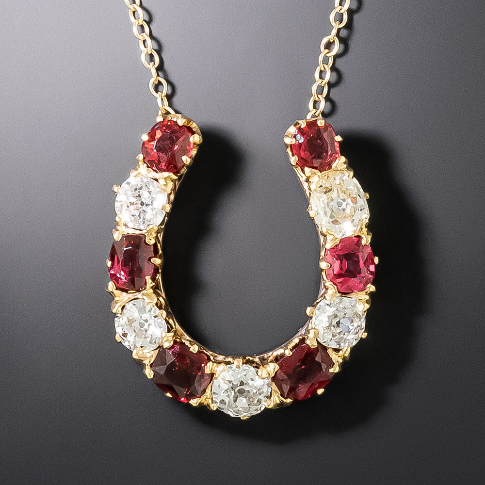 Lucky Horseshoe Necklace in White Enamel and Diamonds – Karina Brez