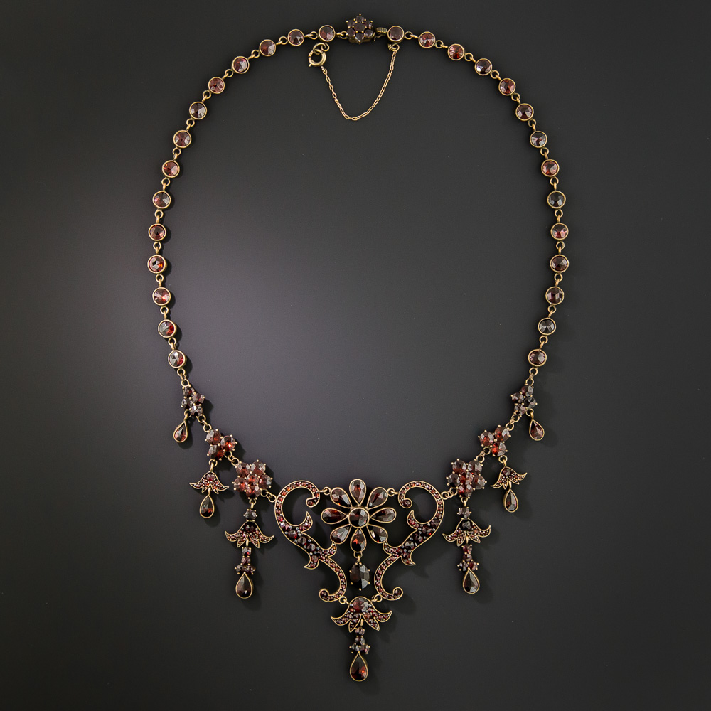 Antique Victorian Bohemian Garnet Necklace Earrings Set C.1890 – Emerald  Cicada