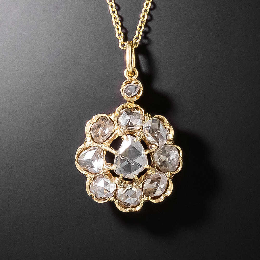 Victorian Rose-Cut Diamond Cluster Pendant