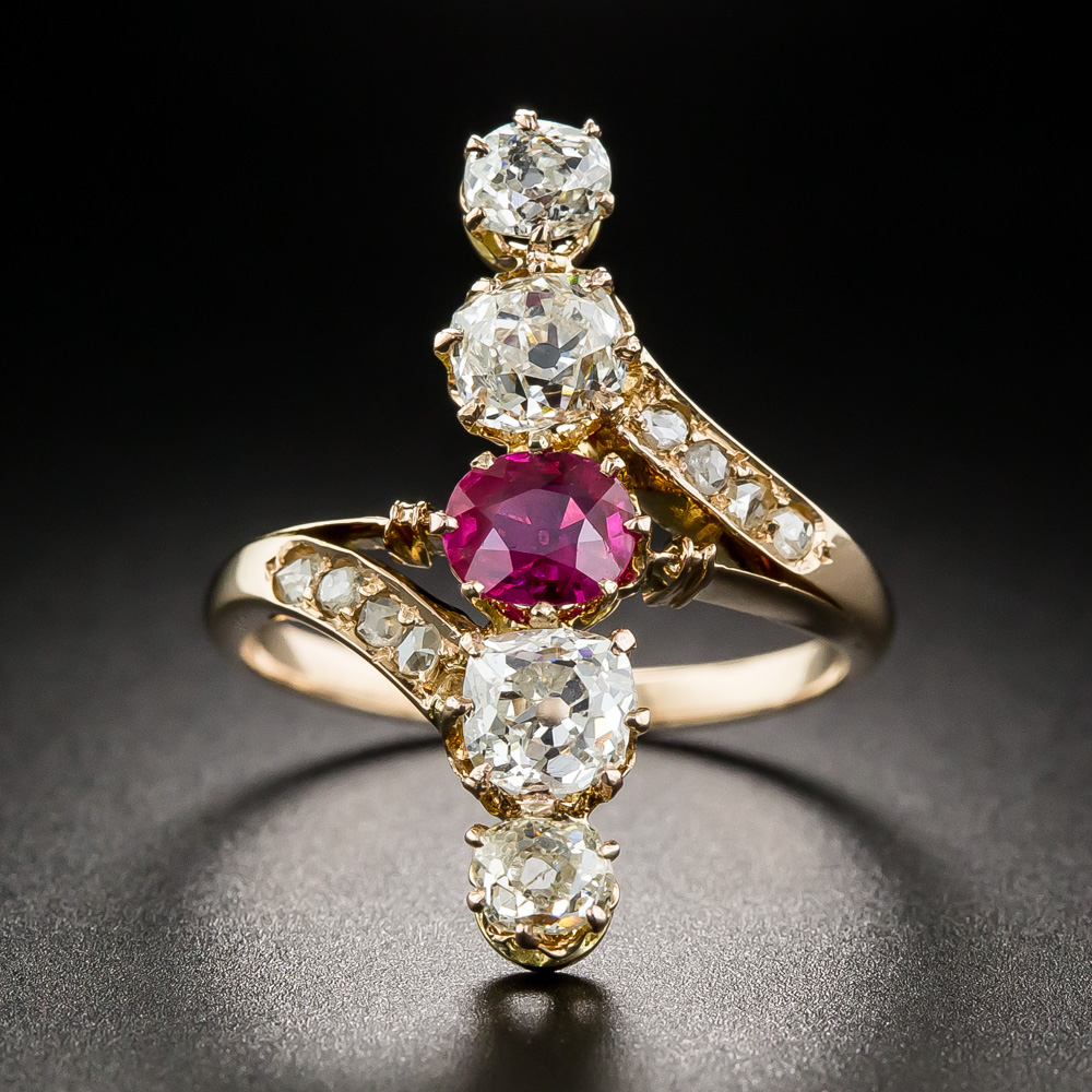 Real Dinner Rings Victorian Ruby and Diamond Dinner Ring