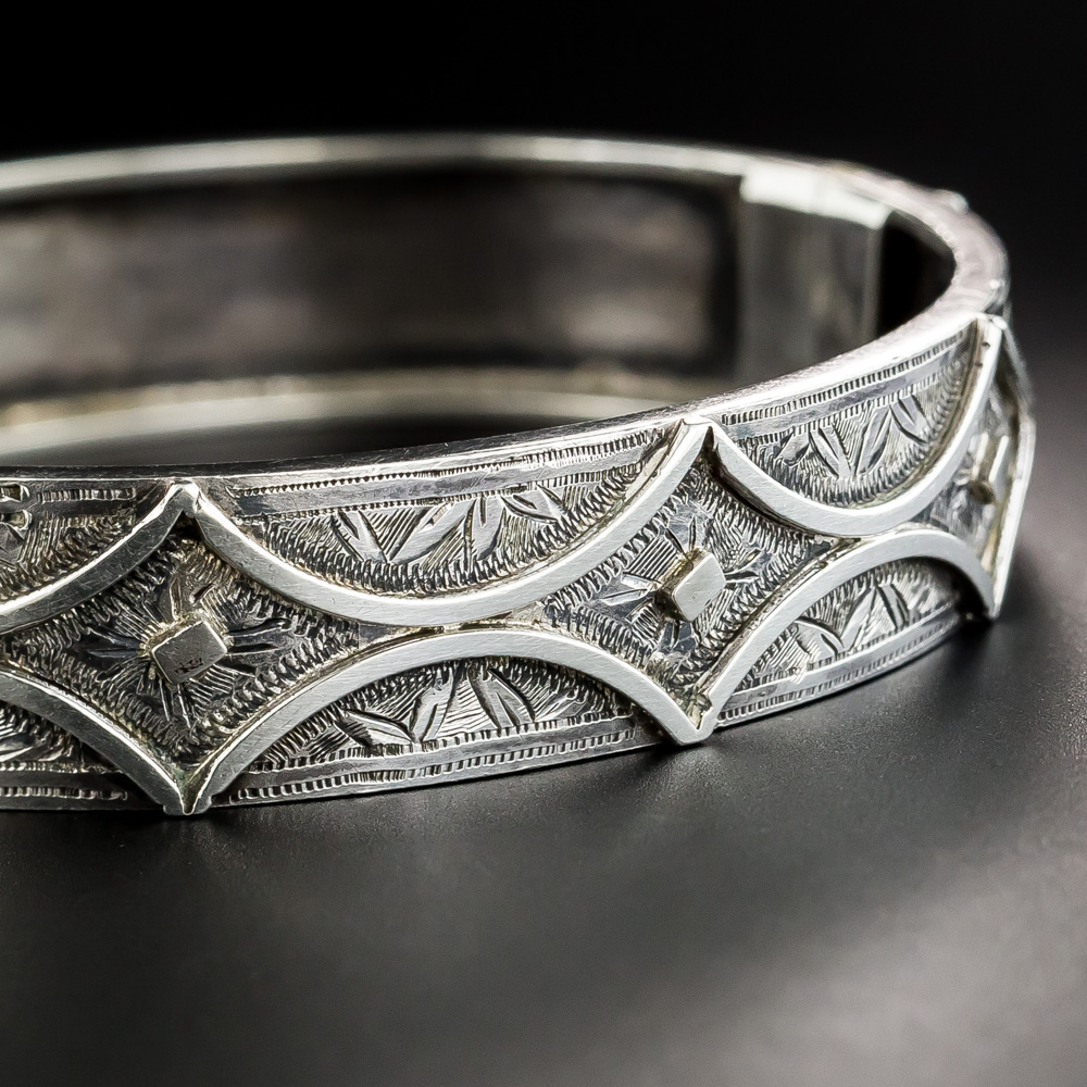 Victorian Silver Hinged Bangle Bracelet