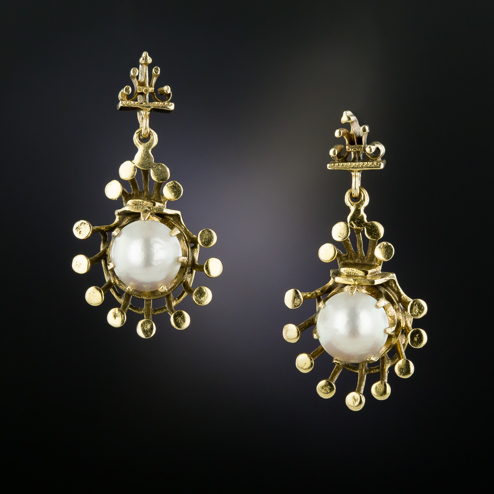 Victorian Style Pearl Drop Earrings