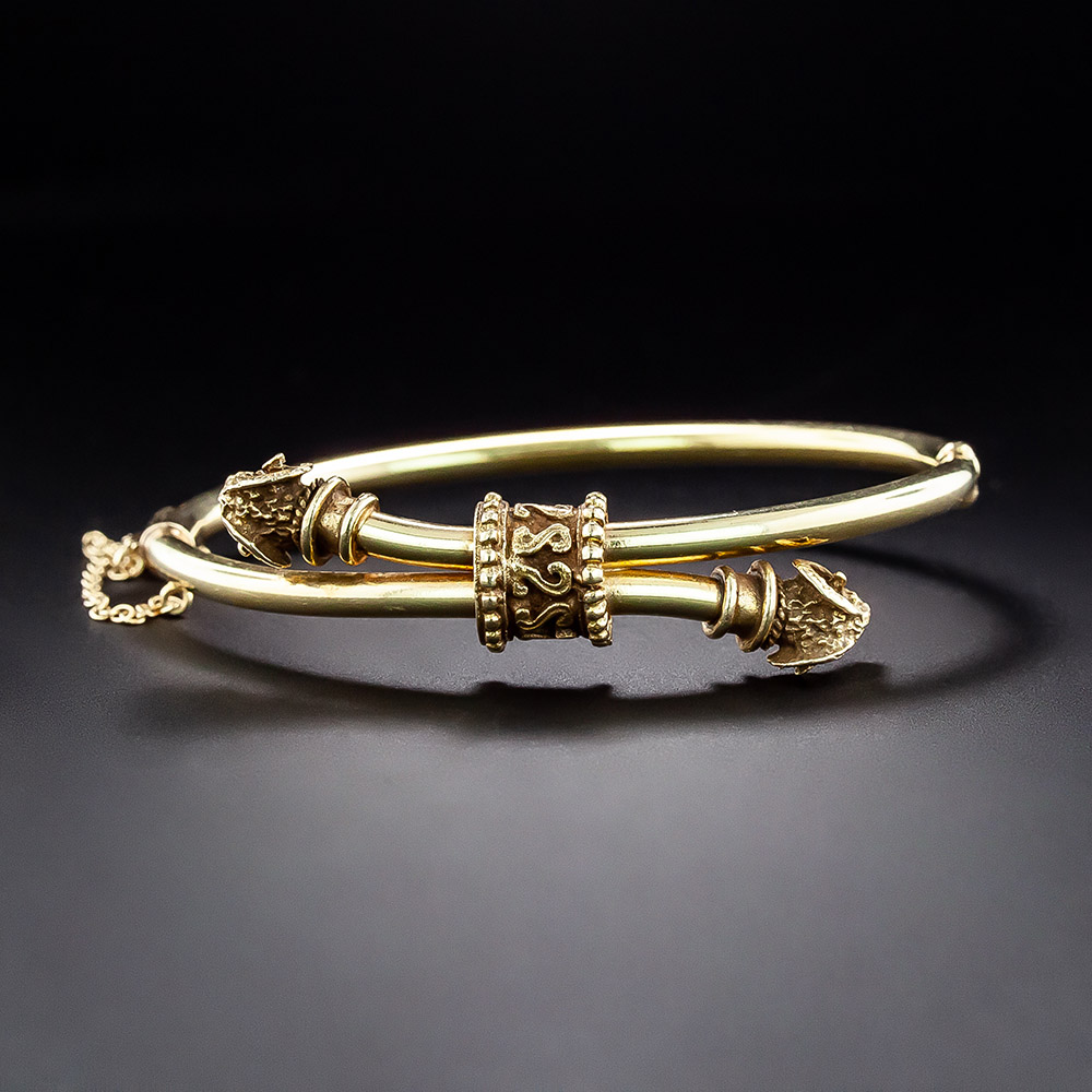 Victorian-Style Rams Head Bangle Bracelet