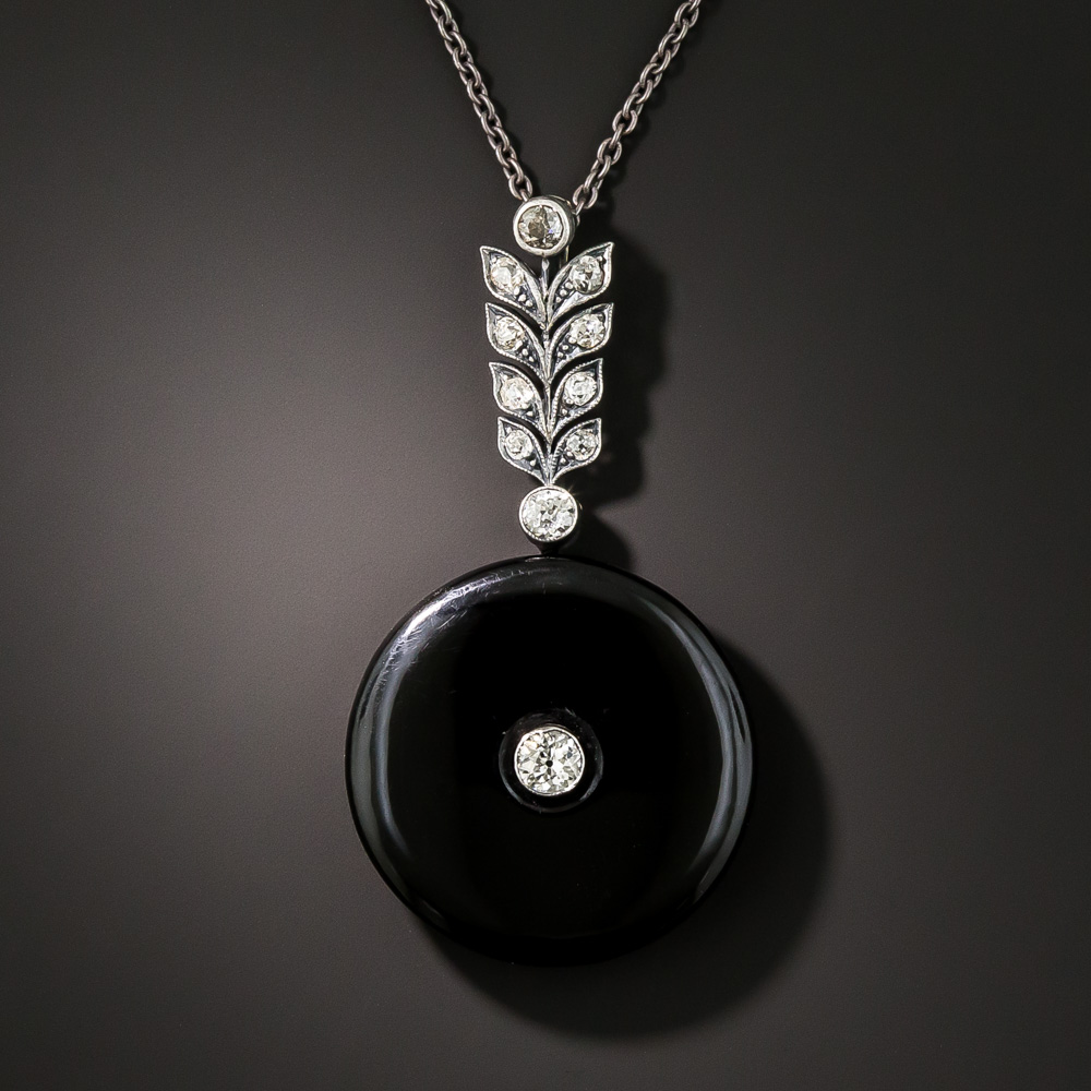 Onyx and deals diamond pendant