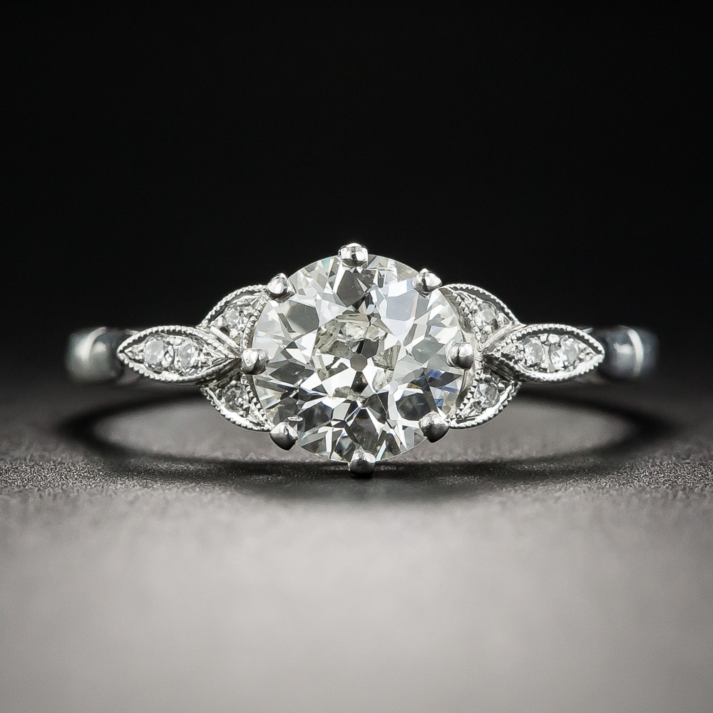 Vintage 1.01 Carat Diamond Platinum Vintage Engagement Ring - GIA I SI1